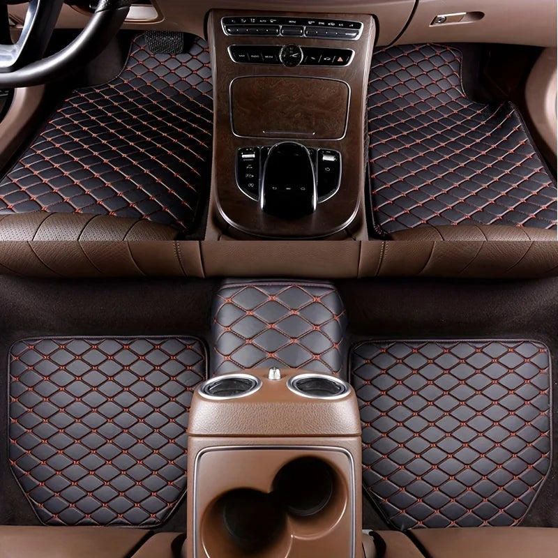 5pcs Car Floor Mats Universal Waterproof  Front Rear Full Set Auto Rugs Leather Car Carpet  Accessories Interior