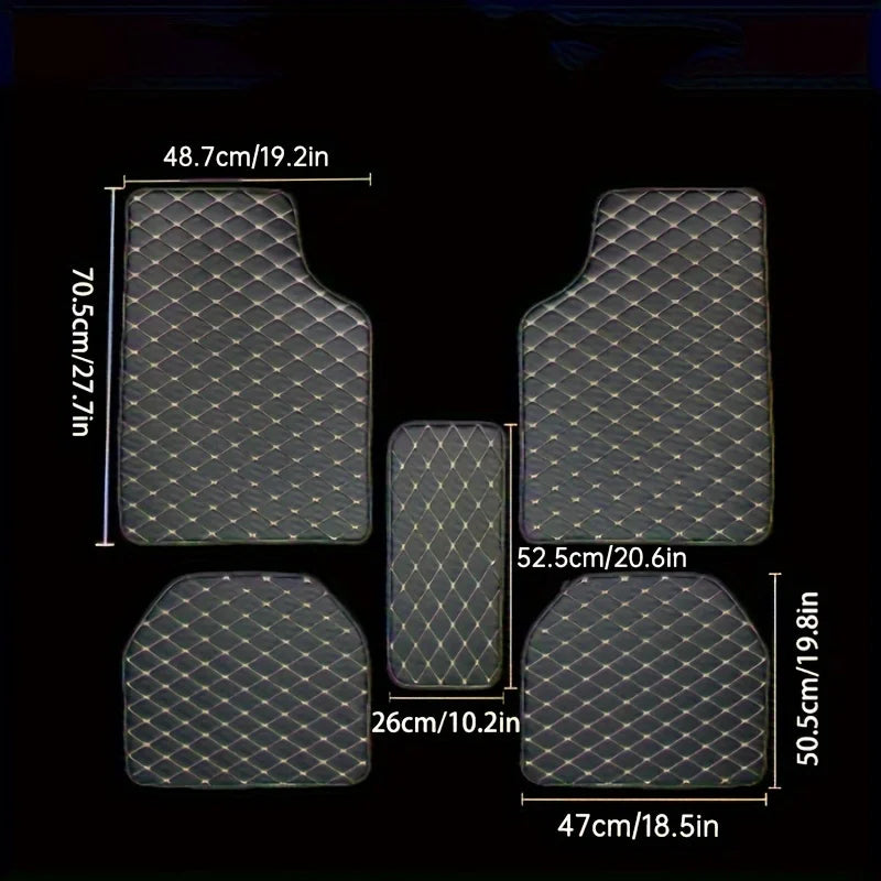 5pcs Car Floor Mats Universal Waterproof  Front Rear Full Set Auto Rugs Leather Car Carpet  Accessories Interior