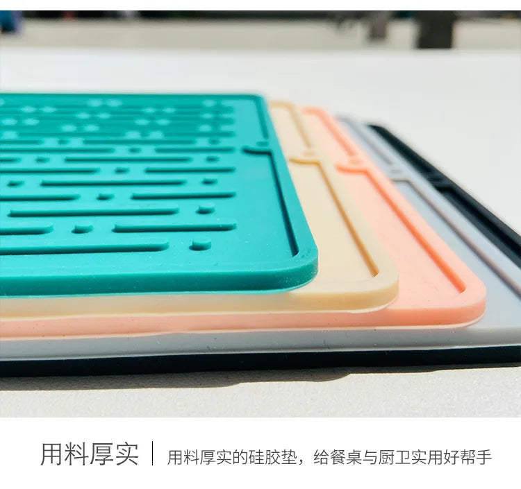 Foldable Dish Drying Mat Drainer Mat Silicone Heat Insulation Placemat Kitchen Sink Mat Anti Slip Pad Coaster Dish Draining Tool