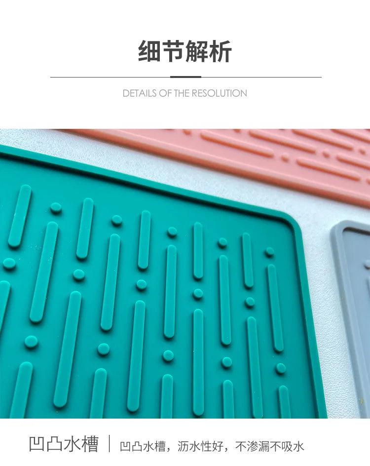 Foldable Dish Drying Mat Drainer Mat Silicone Heat Insulation Placemat Kitchen Sink Mat Anti Slip Pad Coaster Dish Draining Tool