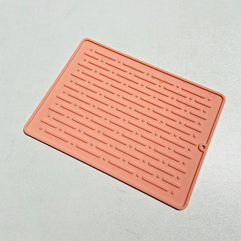 Foldable Dish Drying Mat Drainer Mat Silicone Heat Insulation Placemat Kitchen Sink Mat Anti Slip Pad Coaster Dish Draining Tool
