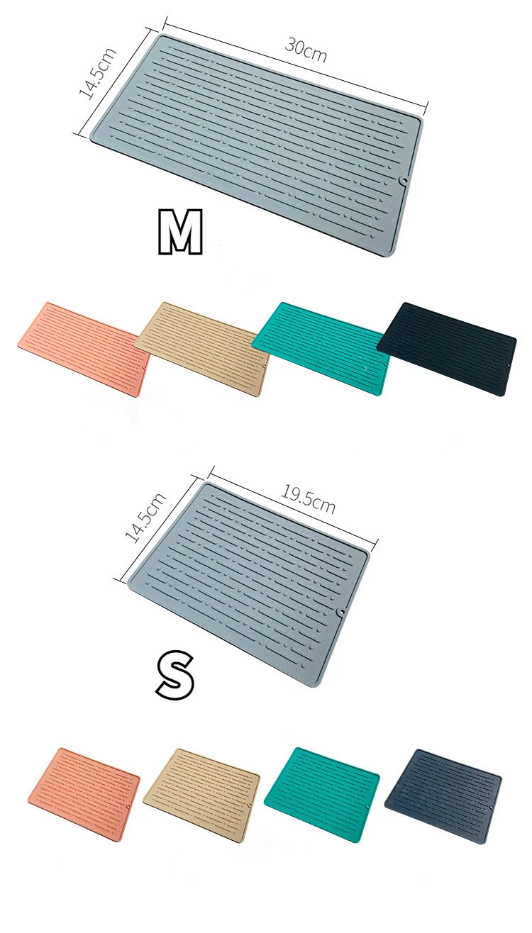 Foldable Dish Drying Mat Drainer Mat Silicone Heat Insulation Placemat Kitchen Sink Mat Anti Slip Pad Coaster Dish Draining Tool
