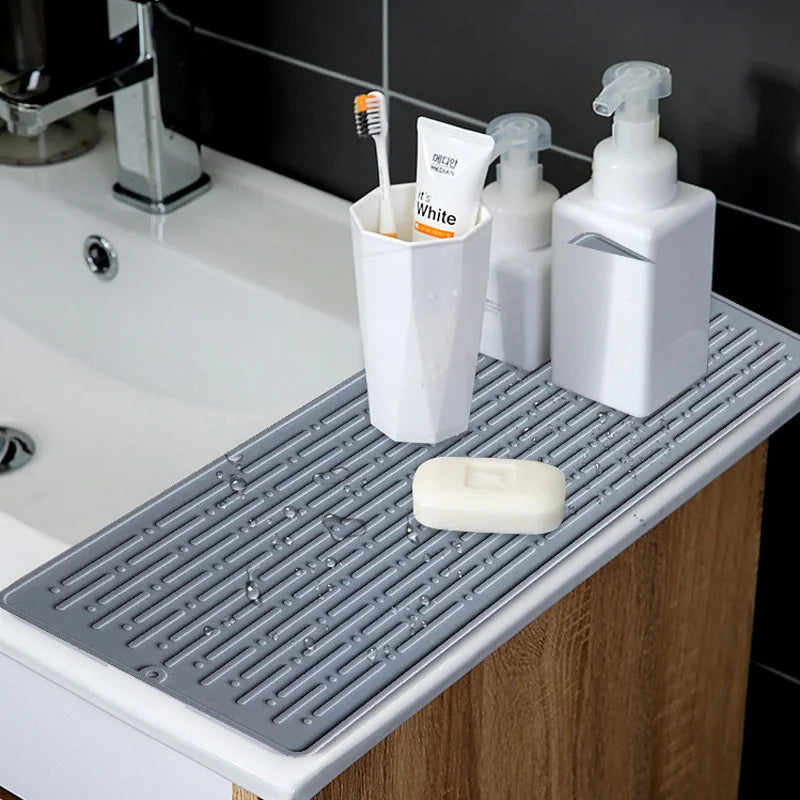 Foldable Dish Drying Mat Drainer Mat Silicone Heat Insulation Placemat Kitchen Sink Mat Anti Slip Pad Coaster Dish Draining Tool