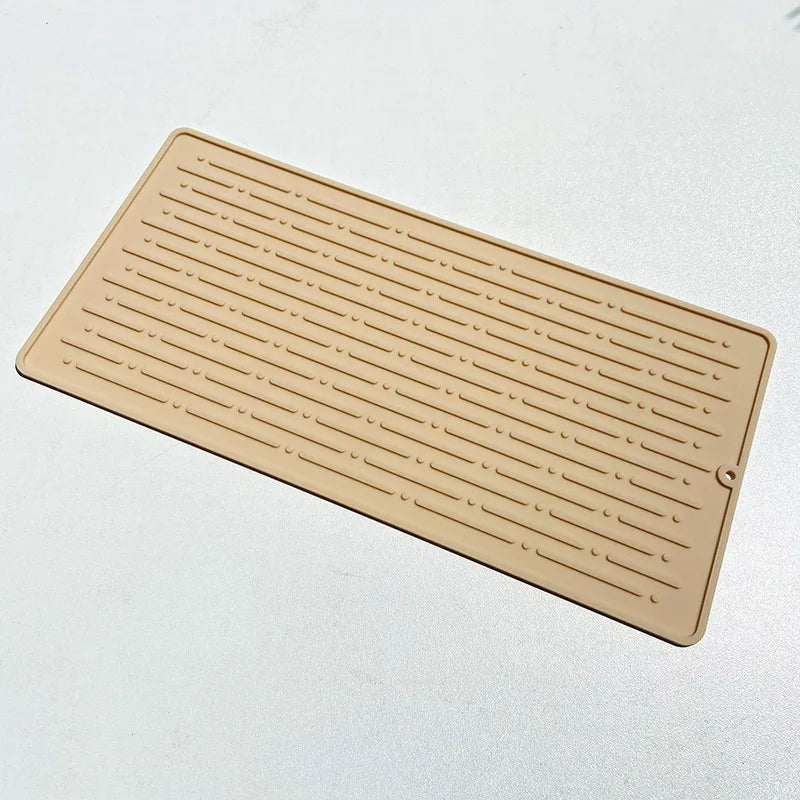 Foldable Dish Drying Mat Drainer Mat Silicone Heat Insulation Placemat Kitchen Sink Mat Anti Slip Pad Coaster Dish Draining Tool
