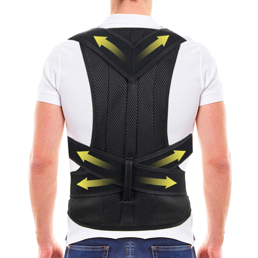 Back Brace Posture Corrector for Women & Men, Adjustable Back Lumbar Support Belt Shoulder Posture Support for Improve Scoliosis