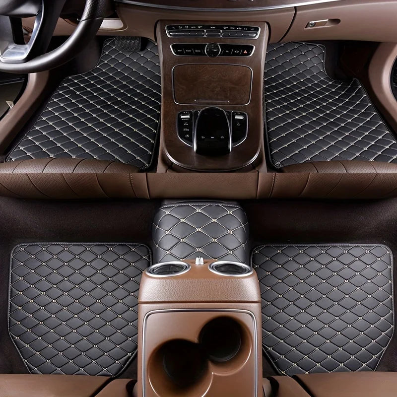 5pcs Car Floor Mats Universal Waterproof  Front Rear Full Set Auto Rugs Leather Car Carpet  Accessories Interior