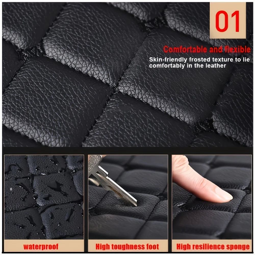 5pcs Car Floor Mats Universal Waterproof  Front Rear Full Set Auto Rugs Leather Car Carpet  Accessories Interior