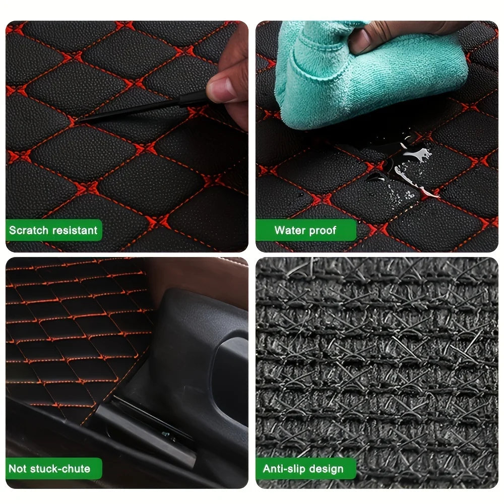 5pcs Car Floor Mats Universal Waterproof  Front Rear Full Set Auto Rugs Leather Car Carpet  Accessories Interior