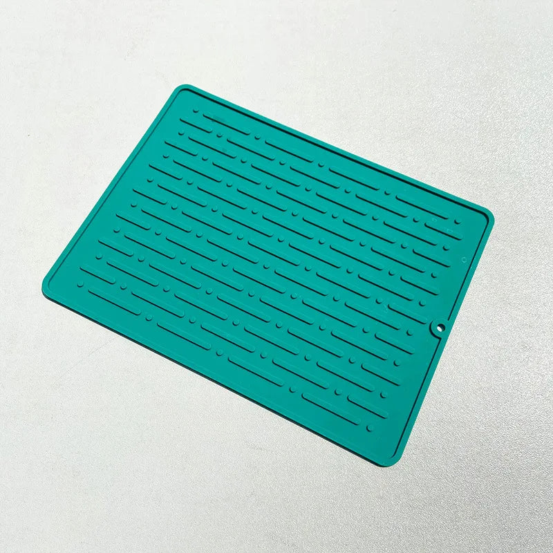 Foldable Dish Drying Mat Drainer Mat Silicone Heat Insulation Placemat Kitchen Sink Mat Anti Slip Pad Coaster Dish Draining Tool